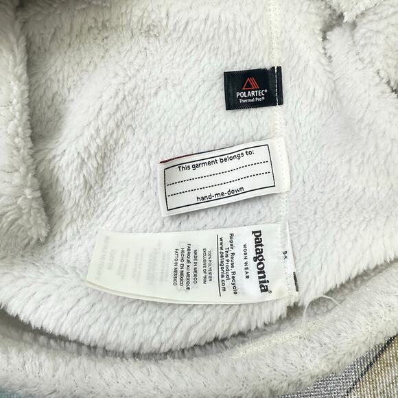 Patagonia Girls Pullover Snap-T White Medium Size 10 Pockets Fleece - Picture 7 of 7